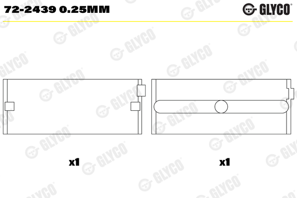 Hoofdlager Glyco 72-2439 0.25mm