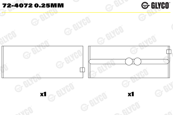 Hoofdlager Glyco 72-4072 0.25mm