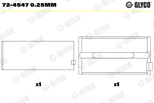 Hoofdlager Glyco 72-4547 0.25mm