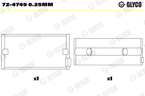 Hoofdlager Glyco 72-4749 0.25mm