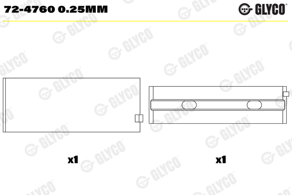 Hoofdlager Glyco 72-4760 0.25mm