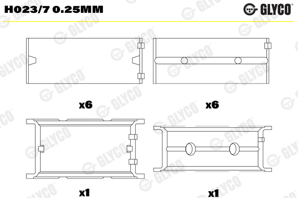 Hoofdlager Glyco H023/7 0.25mm