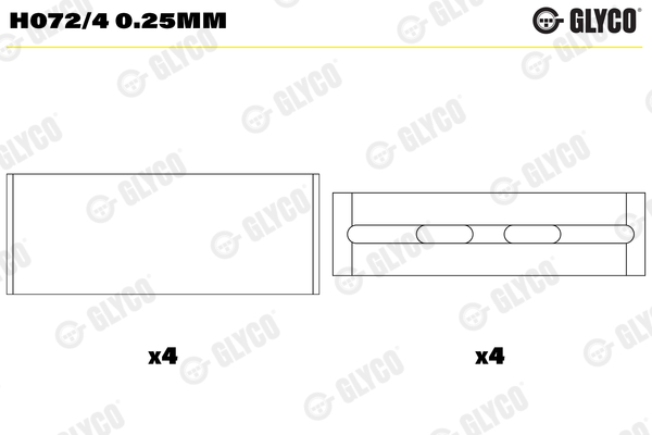 Hoofdlager Glyco H072/4 0.25mm