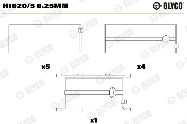 Hoofdlager Glyco H1020/5 0.25mm