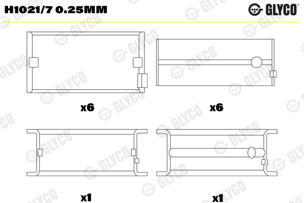 Hoofdlager Glyco H1021/7 0.25mm