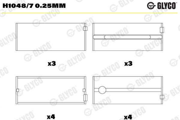 Hoofdlager Glyco H1048/7 0.25mm