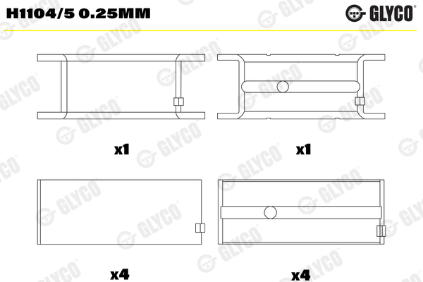 Hoofdlager Glyco H1104/5 0.25mm