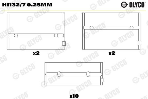 Hoofdlager Glyco H1132/7 0.25mm