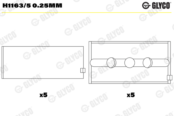 Hoofdlager Glyco H1163/5 0.25mm