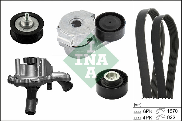 Poly V-riemen kit inclusief waterpomp INA 529 0301 30