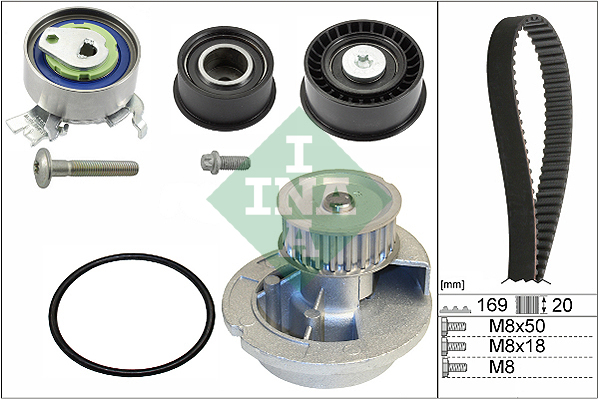 Distributieriem kit inclusief waterpomp INA 530 0078 31