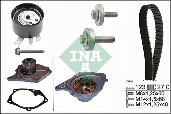 Distributieriem kit inclusief waterpomp INA 530 0197 30