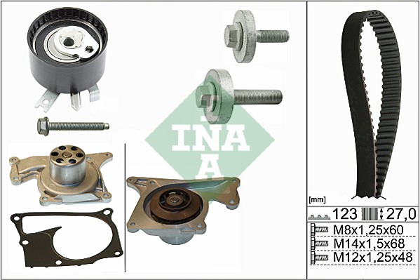 Distributieriem kit inclusief waterpomp INA 530 0197 32