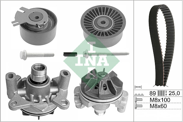 Distributieriem kit inclusief waterpomp INA 530 0198 30