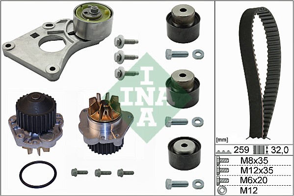 Distributieriem kit inclusief waterpomp INA 530 0259 30