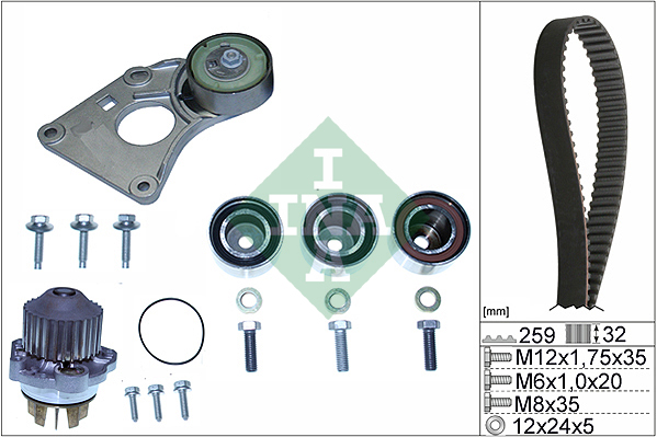 Distributieriem kit inclusief waterpomp INA 530 0259 31