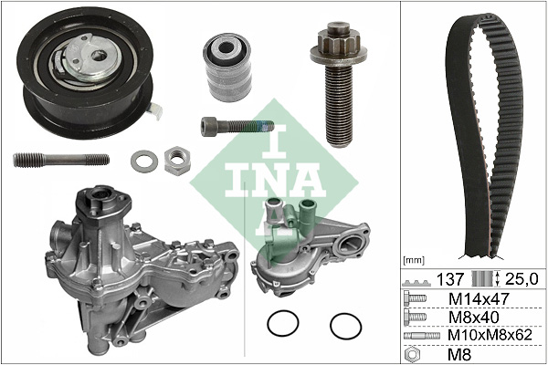 Distributieriem kit inclusief waterpomp INA 530 0377 32