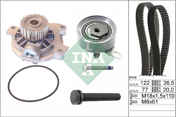 Distributieriem kit inclusief waterpomp INA 530 0406 30