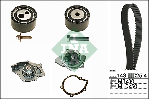 Distributieriem kit inclusief waterpomp INA 530 0447 30