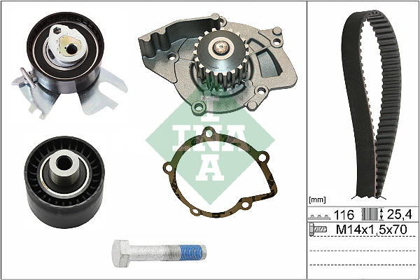 Distributieriem kit inclusief waterpomp INA 530 0449 30