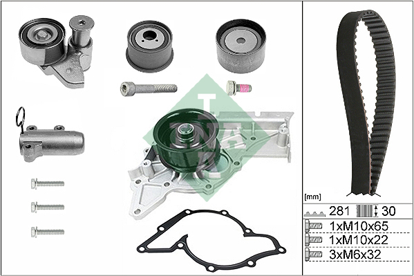 Distributieriem kit inclusief waterpomp INA 530 0480 30