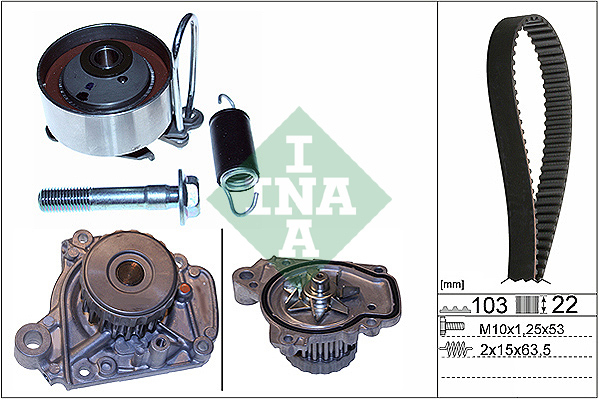 Distributieriem kit inclusief waterpomp INA 530 0505 31