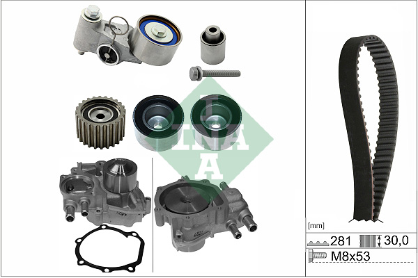 Distributieriem kit inclusief waterpomp INA 530 0563 30