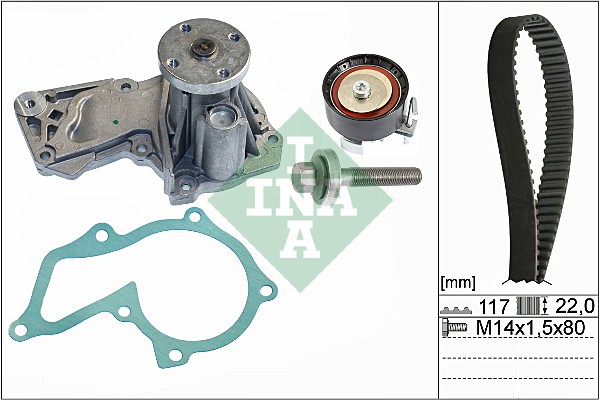 Distributieriem kit inclusief waterpomp INA 530 0605 30