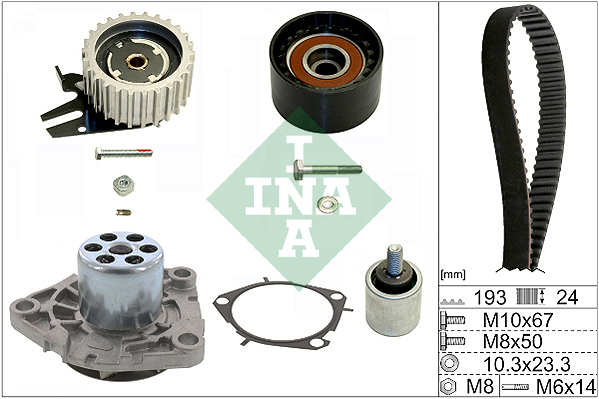 Distributieriem kit inclusief waterpomp INA 530 0619 30