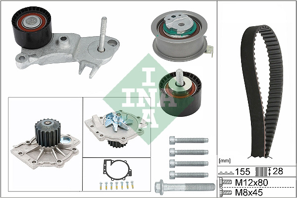 Distributieriem kit inclusief waterpomp INA 530 0762 30