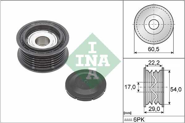 Geleiderol (poly) V-riem INA 532 0854 10