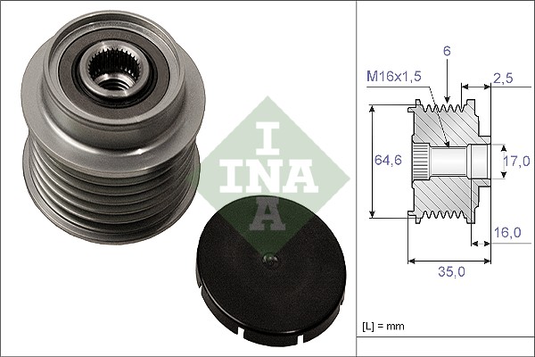 Vrijloop koppeling dynamo INA 535 0006 10