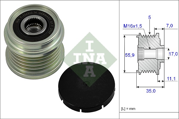 Vrijloop koppeling dynamo INA 535 0008 10