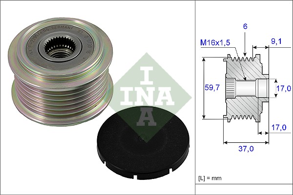 Vrijloop koppeling dynamo INA 535 0017 10