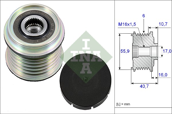 Vrijloop koppeling dynamo INA 535 0028 10