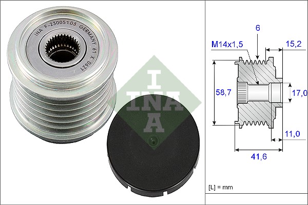 Vrijloop koppeling dynamo INA 535 0031 10