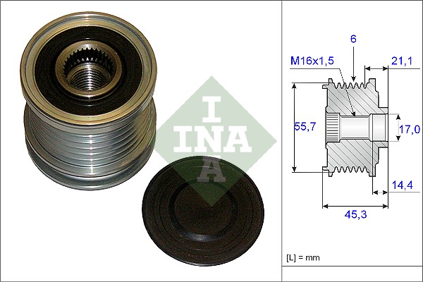 Vrijloop koppeling dynamo INA 535 0036 10