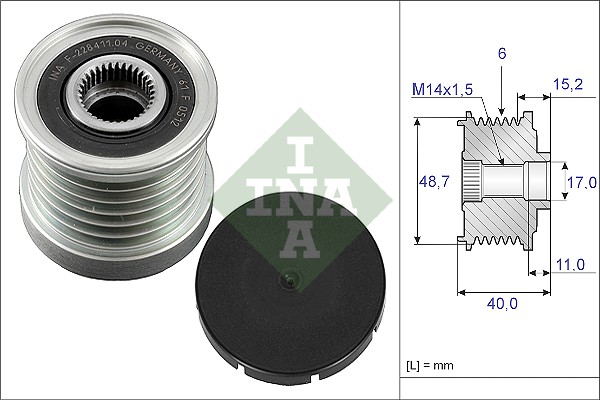 Vrijloop koppeling dynamo INA 535 0038 10