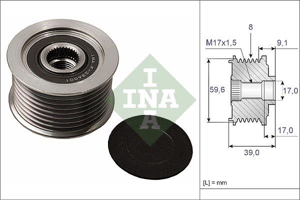 Vrijloop koppeling dynamo INA 535 0049 10