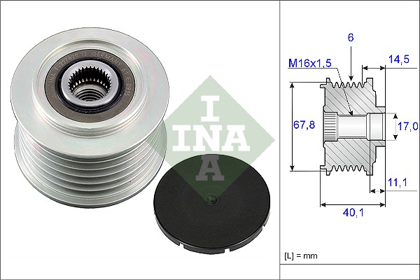 Vrijloop koppeling dynamo INA 535 0052 10