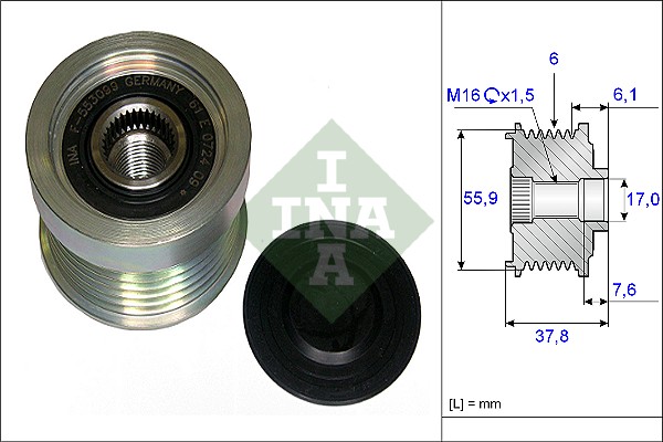 Vrijloop koppeling dynamo INA 535 0072 10