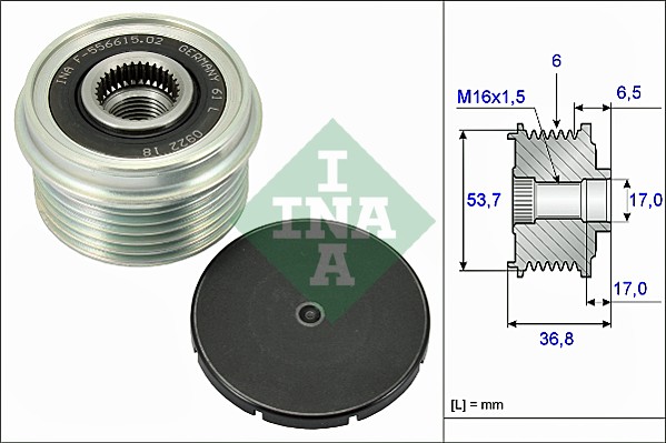 Vrijloop koppeling dynamo INA 535 0074 10