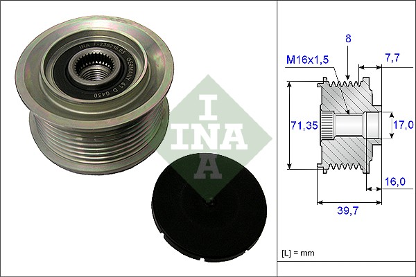 Vrijloop koppeling dynamo INA 535 0078 10