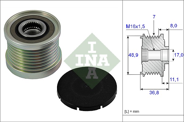 Vrijloop koppeling dynamo INA 535 0081 10