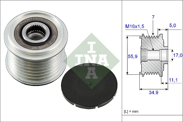 Vrijloop koppeling dynamo INA 535 0083 10