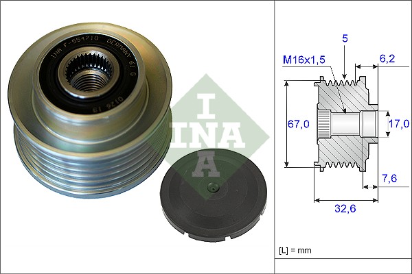 Vrijloop koppeling dynamo INA 535 0097 10