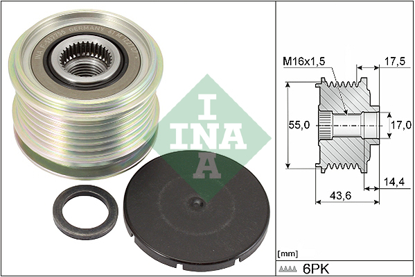 Vrijloop koppeling dynamo INA 535 0105 10