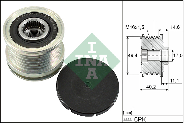 Vrijloop koppeling dynamo INA 535 0124 10