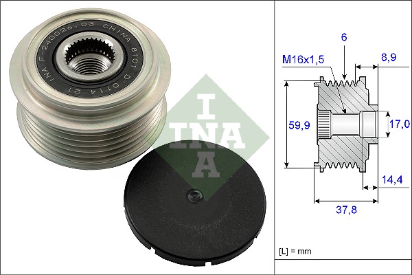 Vrijloop koppeling dynamo INA 535 0135 10