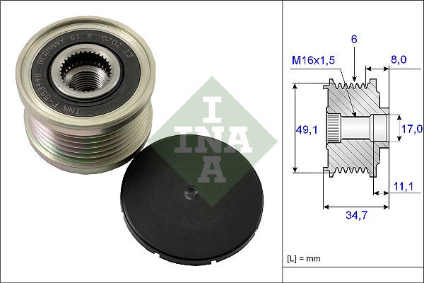 Vrijloop koppeling dynamo INA 535 0139 10